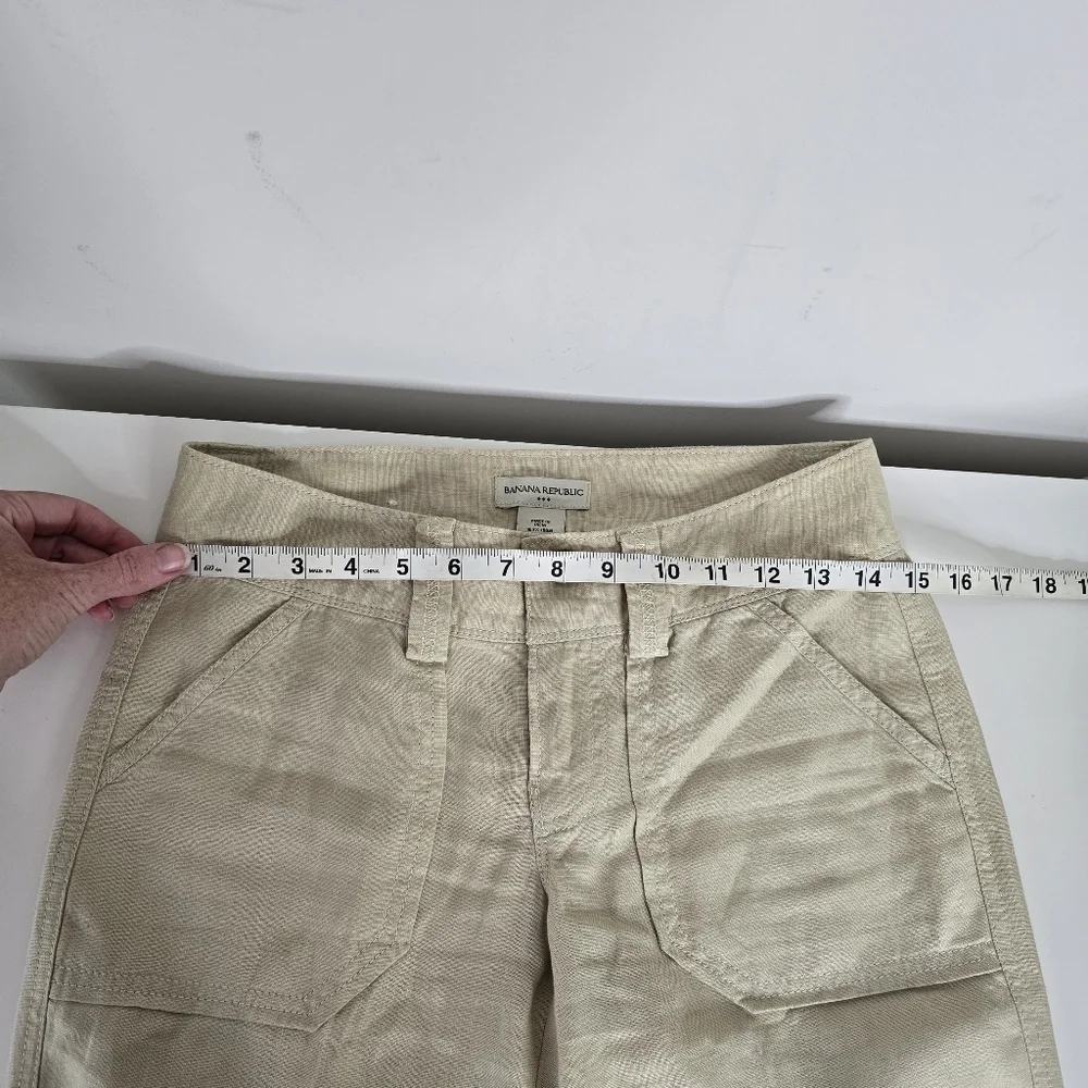 Banana Republic Tan 100% Linen Pleated Front Straight Leg Pants Size 0 Beach